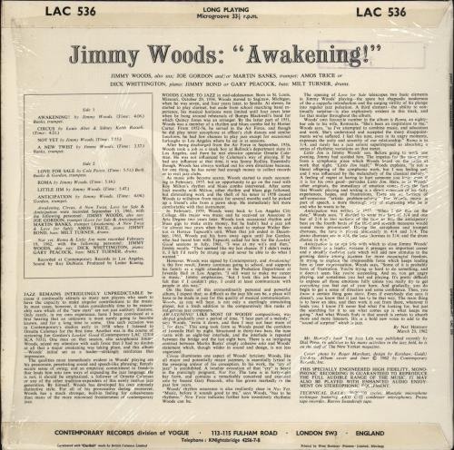 The Jimmy Woods Sextet Awakening! vinyl LP album (LP record) UK YY9LPAW767394