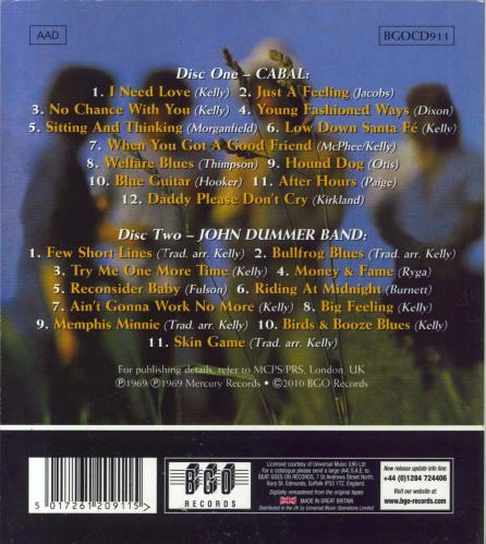 The John Dummer Blues Band Cabal / John Dummer Band 2 CD album set (Double CD) UK JDU2CCA800384
