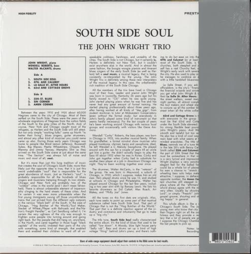 The John Wright Trio South Side Soul - 180g vinyl LP album (LP record) UK 7OELPSO868343