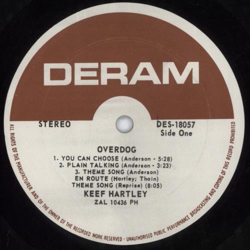 The Keef Hartley Band Overdog vinyl LP album (LP record) US KHBLPOV814870