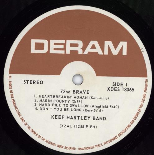 The Keef Hartley Band Seventy Second Brave vinyl LP album (LP record) US KHBLPSE773203