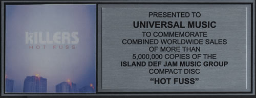 The Killers Hot Fuss award disc US TKIAWHO399126