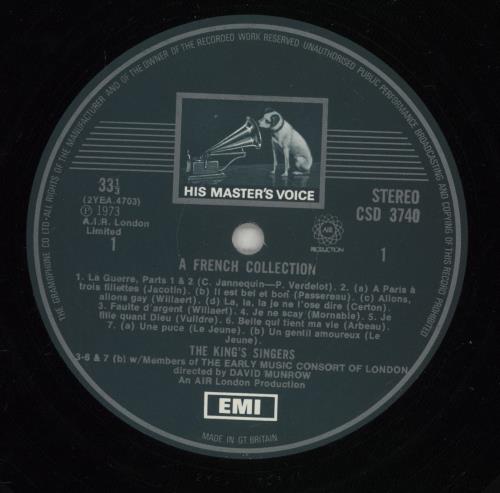 The King's Singers A French Collection vinyl LP album (LP record) UK KN1LPAF775064