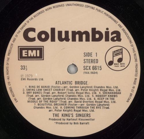 The King's Singers Atlantic Bridge vinyl LP album (LP record) UK KN1LPAT466607