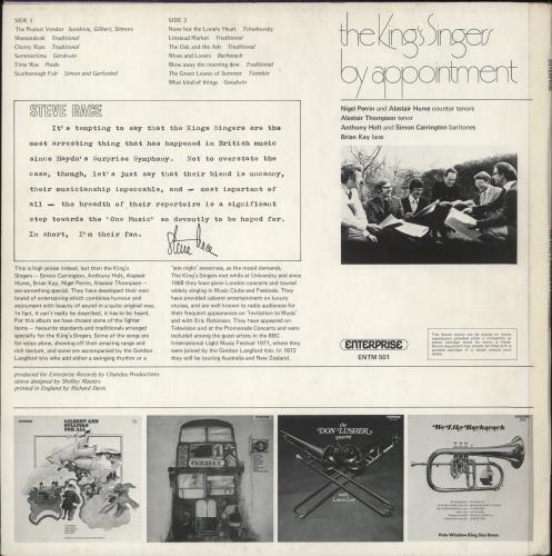 The King's Singers By Appointment vinyl LP album (LP record) UK KN1LPBY654316