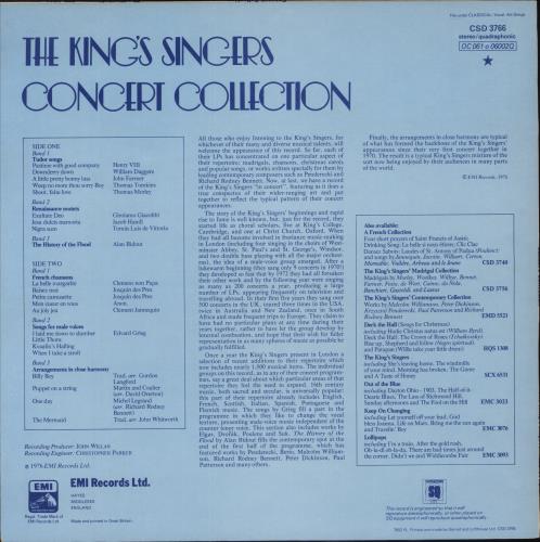 The King's Singers Concert Collection vinyl LP album (LP record) UK KN1LPCO887064