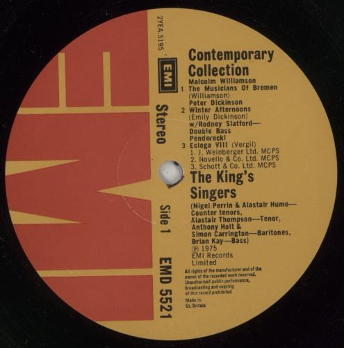 The King's Singers Contemporary Collection vinyl LP album (LP record) UK KN1LPCO495620