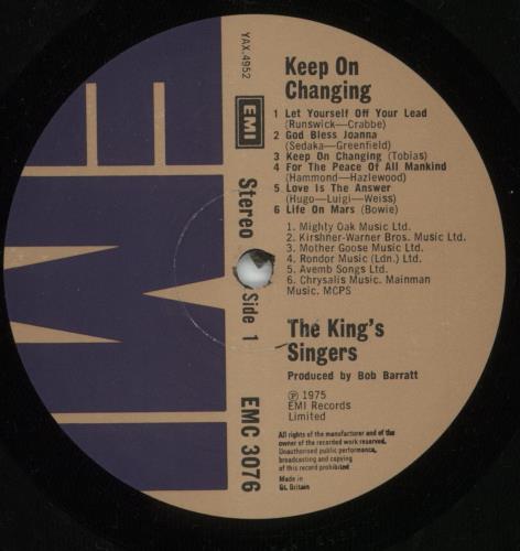The King's Singers Keep On Changing vinyl LP album (LP record) UK KN1LPKE466636