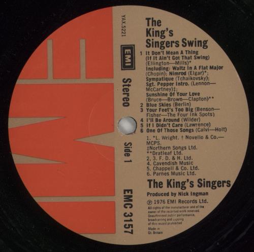 The King's Singers Swing vinyl LP album (LP record) UK KN1LPSW458669