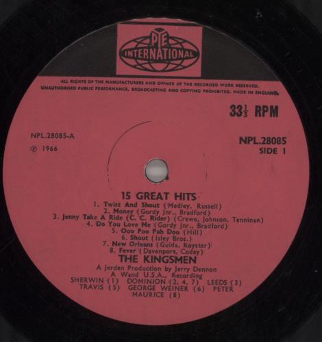 The Kingsmen 15 Great Hits vinyl LP album (LP record) UK KGSLPGR858666