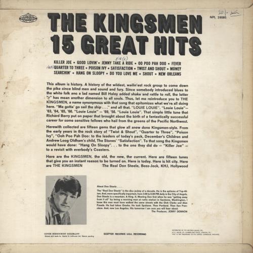The Kingsmen 15 Great Hits vinyl LP album (LP record) UK KGSLPGR858666