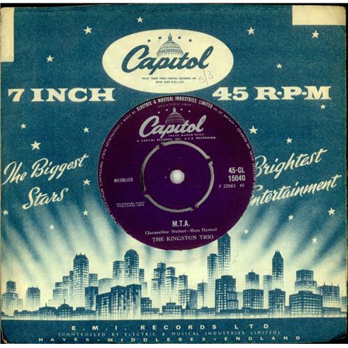 The Kingston Trio M.T.A. 7" vinyl single (7 inch record / 45) UK KGT07MT420803