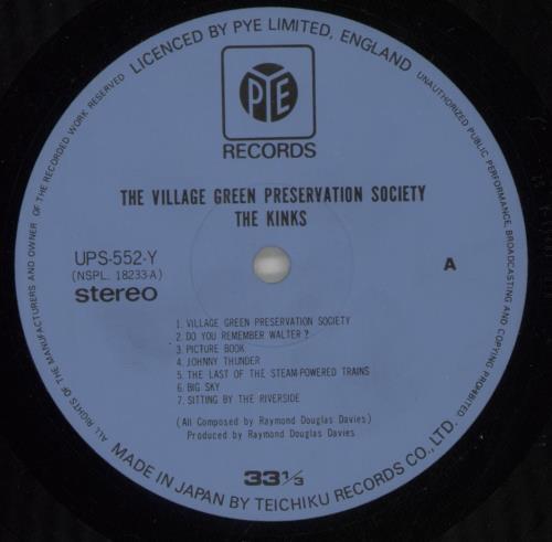 The Kinks Are The Village Green Preservation Society vinyl LP album (LP record) Japanese KINLPAR873391