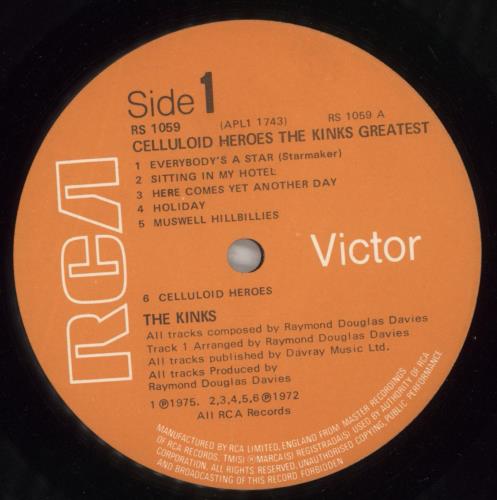 The Kinks Celluloid Heroes: The Kinks' Greatest vinyl LP album (LP record) UK KINLPCE643748