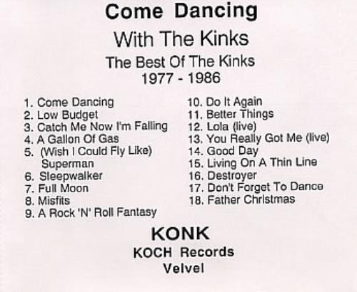 The Kinks Come Dancing With The Kinks CD-R acetate US KINCRCO168944