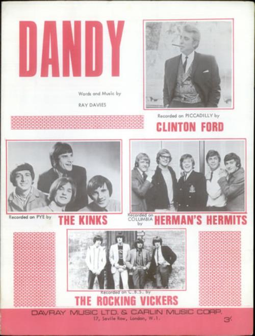 The Kinks Dandy sheet music UK KINSMDA535372