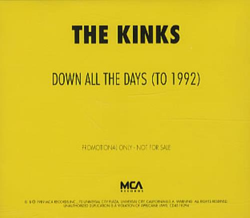 The Kinks Down All The Days CD single (CD5 / 5") US KINC5DO109004