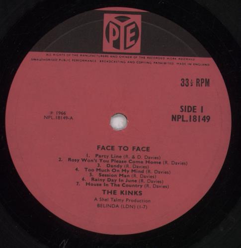 The Kinks Face To Face - 1st - G vinyl LP album (LP record) UK KINLPFA846953