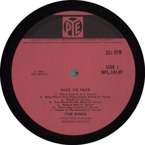 The Kinks Face To Face - 1st - WOC vinyl LP album (LP record) UK KINLPFA719488