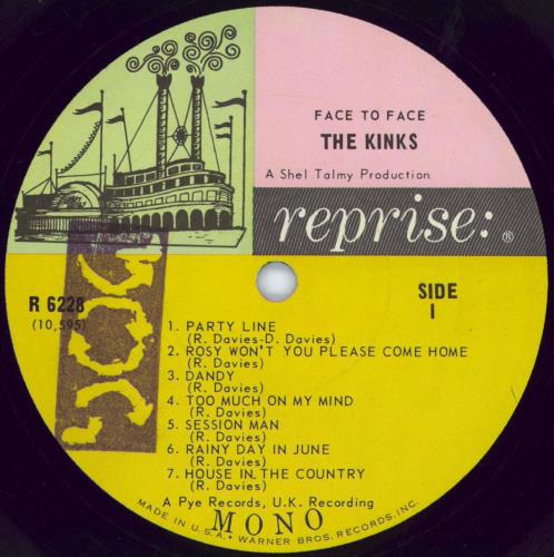 The Kinks Face To Face - 1st vinyl LP album (LP record) US KINLPFA737207