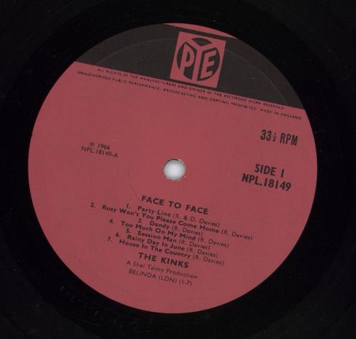 The Kinks Face To Face - 1st vinyl LP album (LP record) UK KINLPFA774187