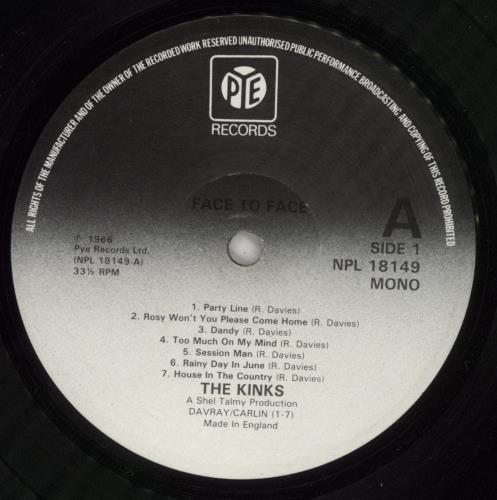 The Kinks Face To Face vinyl LP album (LP record) UK KINLPFA544472