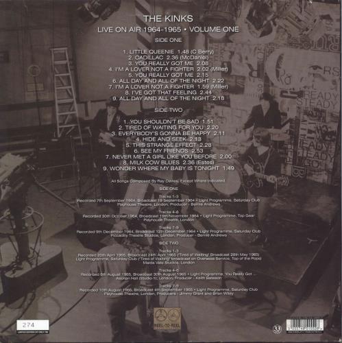 The Kinks Live On Air 1964-1965 Volume One vinyl LP album (LP record) UK KINLPLI807136