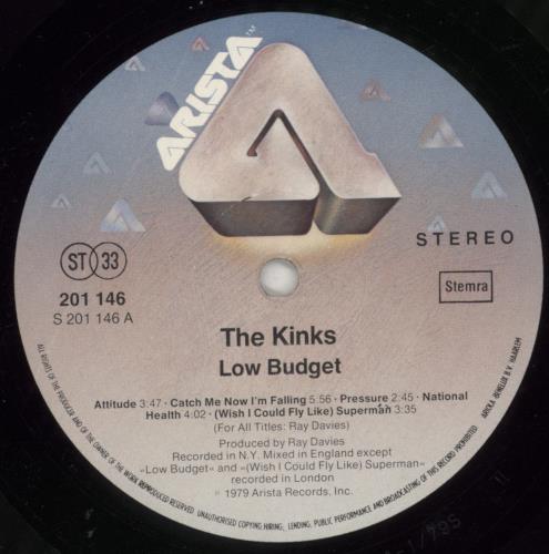The Kinks Low Budget vinyl LP album (LP record) German KINLPLO306726