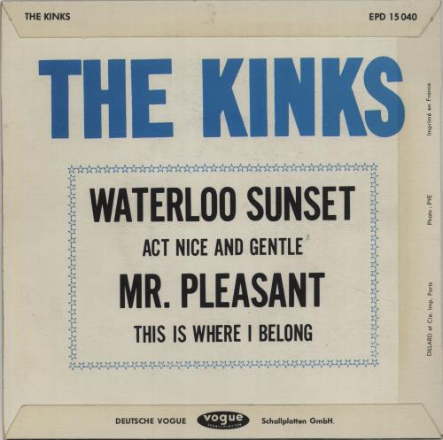 The Kinks Waterloo Sunset EP 7" vinyl single (7 inch record / 45) German KIN07WA660095