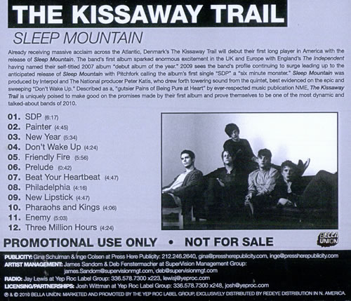 The Kissaway Trail Sleep Mountain CD album (CDLP) US KSICDSL504133