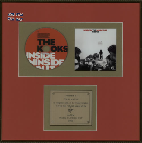 The Kooks Inside In/Inside Out - Gold Award in-house award disc UK OKSAIIN601014