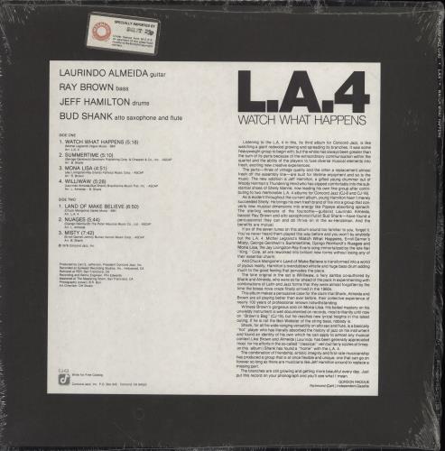 The L.A. Four Watch What Happens vinyl LP album (LP record) US LQ4LPWA768545