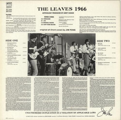The Leaves 1966 (Nineteen Sixty Six) vinyl LP album (LP record) French LVSLPNI691795
