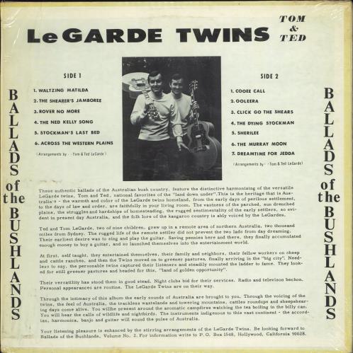 The LeGarde Twins Ballads Of The Bushland vinyl LP album (LP record) US 3UQLPBA776799