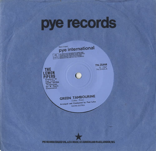 The Lemon Pipers Green Tambourine - Solid 7" vinyl single (7 inch record / 45) UK LMP07GR566417