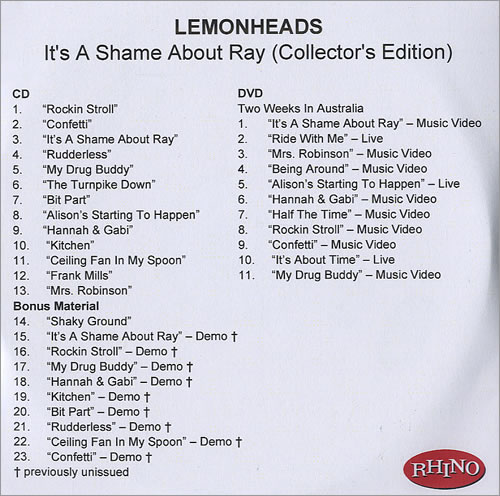 The Lemonheads It's A Shame About Ray 2-disc CD/DVD set UK LEM2DIT435544