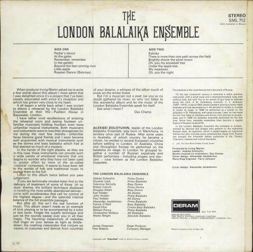 The London Balalaika Ensemble The London Balalaika Ensemble vinyl LP album (LP record) UK 4LQLPTH786803