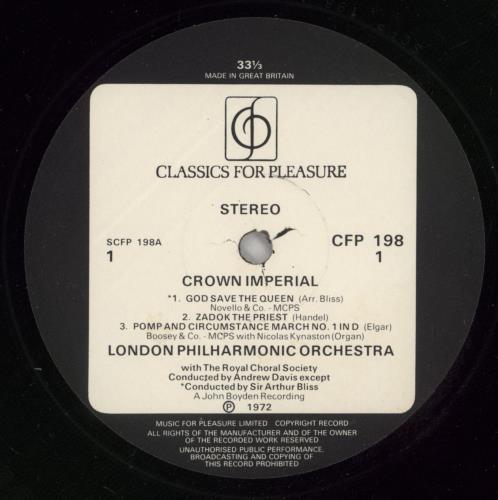 The London Philharmonic Orchestra Crown Imperial vinyl LP album (LP record) UK XIZLPCR680346