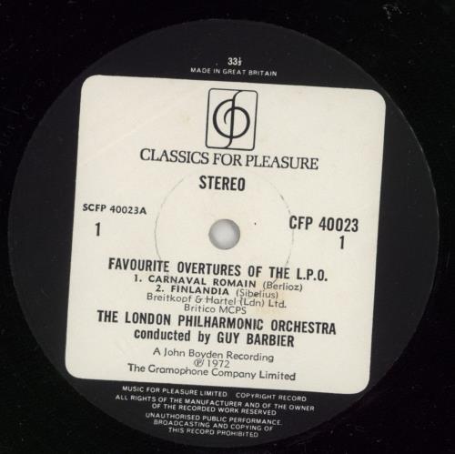 The London Philharmonic Orchestra Favourite Overtures Of The London Philharmonic vinyl LP album (LP record) UK XIZLPFA743642