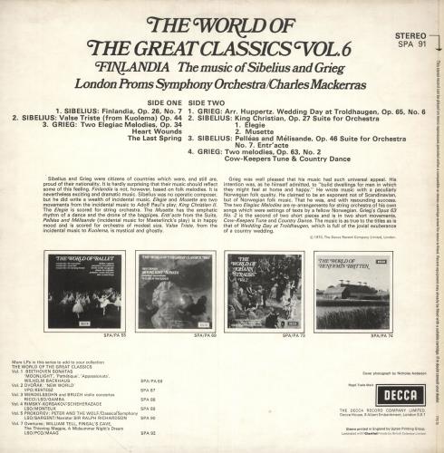 The London Proms Symphony Orchestra The World Of The Great Classics Vol. 6 vinyl LP album (LP record) UK 34JLPTH745858