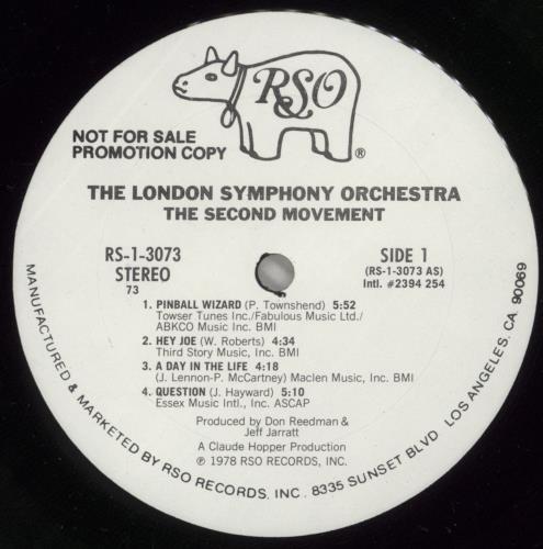 The London Symphony Orchestra Classic Rock - The Second Movement - Promo vinyl LP album (LP record) US LQOLPCL876231