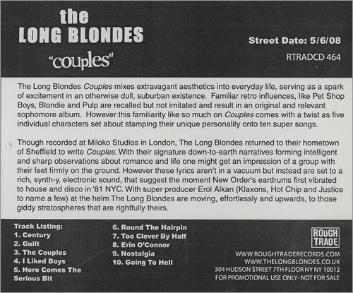 The Long Blondes Couples CD album (CDLP) US TL3CDCO465925