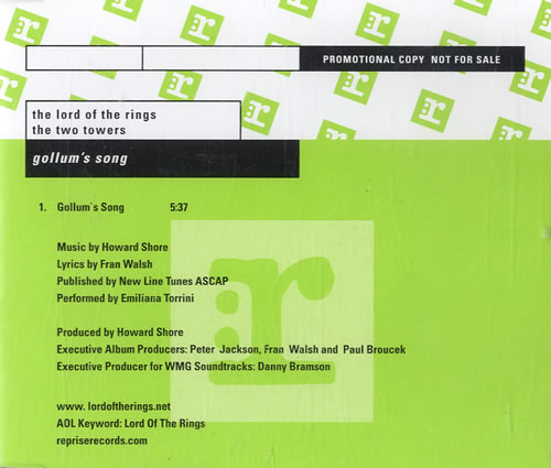 The Lord Of The Rings Gollum's Song CD single (CD5 / 5") German TLRC5GO585105