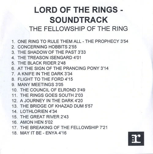 The Lord Of The Rings The Fellowship Of The Ring CD-R acetate UK TLRCRTH585104