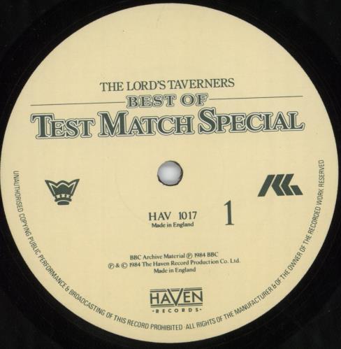 The Lord's Taverners Best Of Test Match Special vinyl LP album (LP record) UK 5HILPBE816463