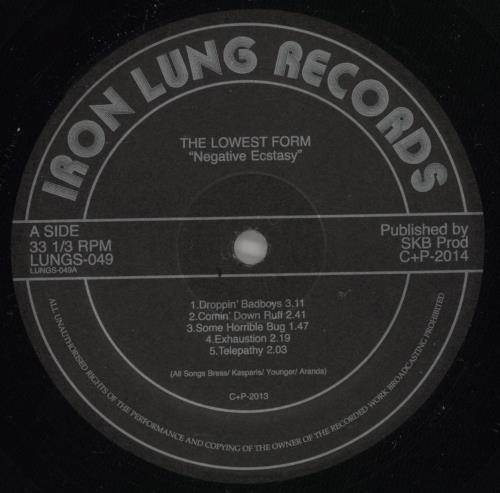 The Lowest Form Negative Ecstasy vinyl LP album (LP record) US 956LPNE878370