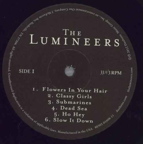 The Lumineers The Lumineers vinyl LP album (LP record) US W7ILPTH823762