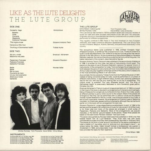 The Lute Group Like As The Lute Delights vinyl LP album (LP record) UK YNULPLI688999