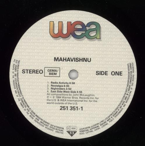 The Mahavishnu Orchestra Mahavishnu vinyl LP album (LP record) German MHVLPMA650345