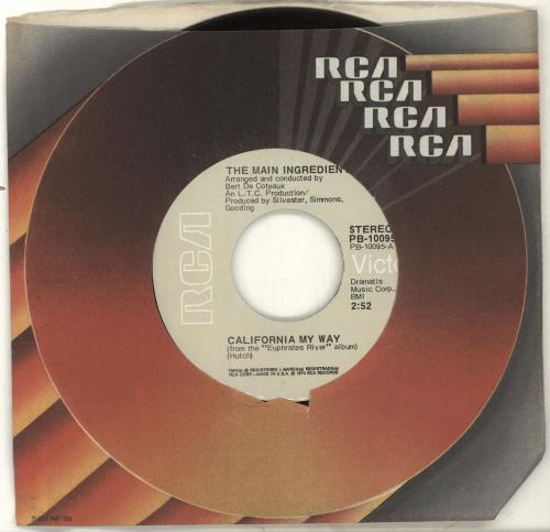 The Main Ingredient California My Way 7" vinyl single (7 inch record / 45) US IGR07CA702216
